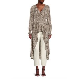 Patrizia Luca Animal‎ Print High Low Shirt Sz XS